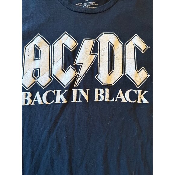AC/DC "Back In Black" T-Shirt M 100% Cotton Black Band Tee Music - Picture 2 of 4